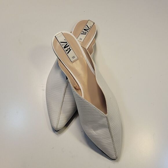 BRAND NEW EMBOSSED LEATHER FLAT LOAFER MULES POINTED TOE SHOE - Picture 12 of 15